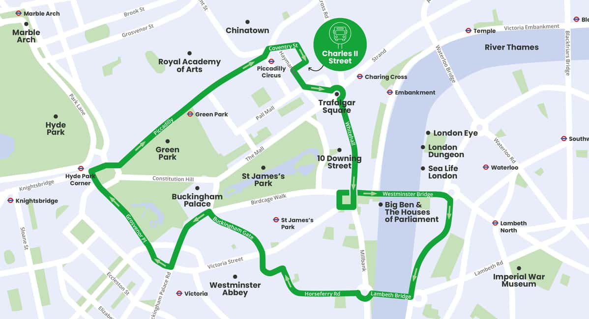 London: Children's Open Top Bus Tour - Getting to the meeting point on Charles II Street (and 24 Royal Opera Arcade)