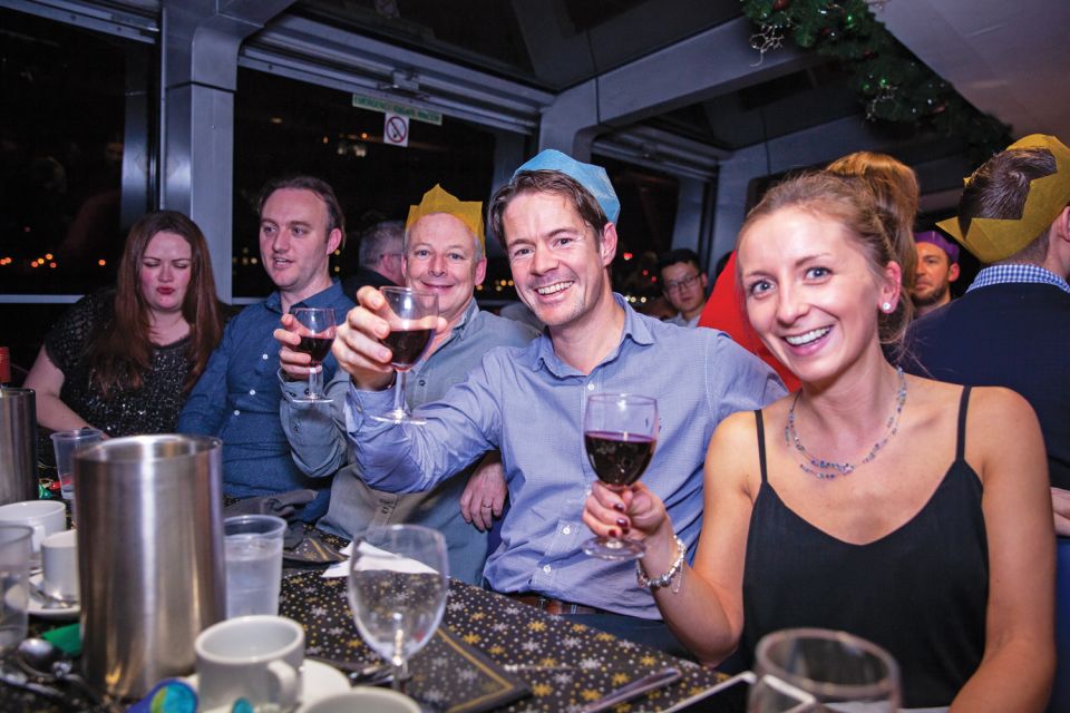 London: Christmas Party Dinner Cruise - Dinner inside: the festive 3-course meal and wine