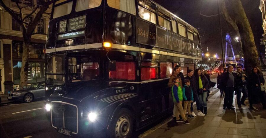 London: Comedy Horror Ghost Tour on a Bus - Climbing aboard the Necrobus near Trafalgar Square