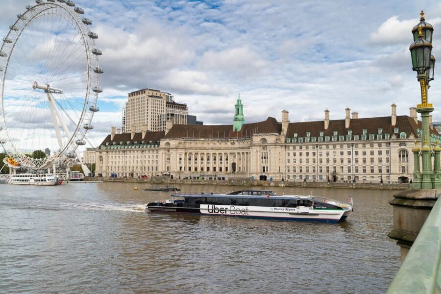 London: Uber Boat Single Trip and London Cable Car - River Ride What You’ll See from the Clipper Catamaran